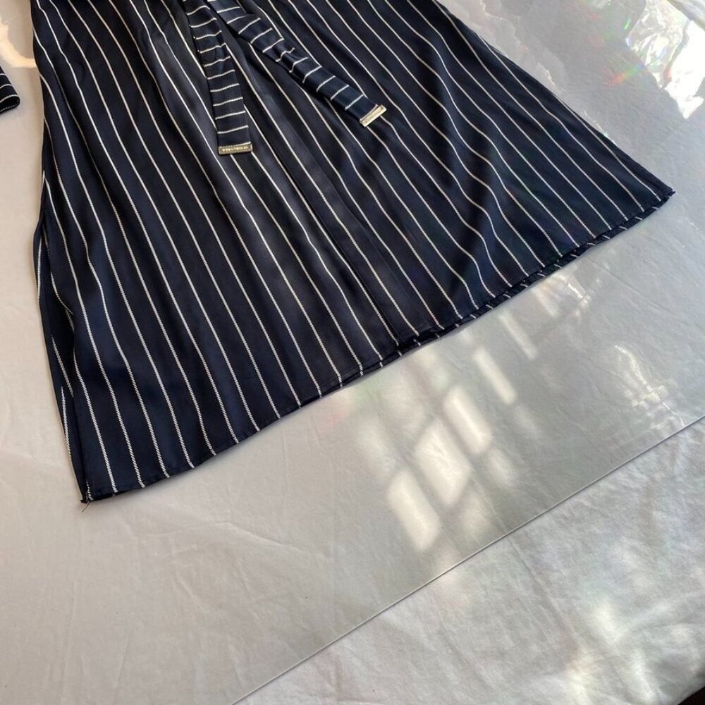 Tommy Hilfiger Belted Striped Shirt Dress Long Sleeve Navy Size 4 - Picture 10 of 16